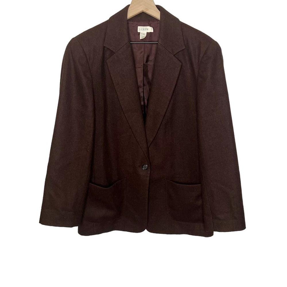 J. CREW VINTAGE Women's Wool Blazer Jacket Brown 10 Preppy Minimal Neutral
